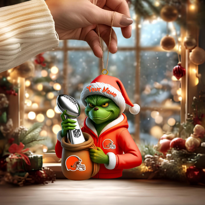 Premium NFL CLE x The Grinch Christmas Ornament V1 NMD TTV