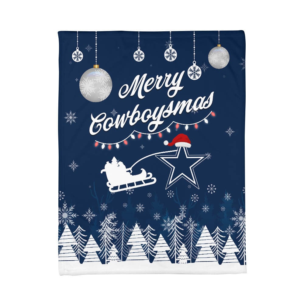 Premium NFL DAL Christmas Fleece Blanket & Throw Pillow Combo V1 NMD NHM