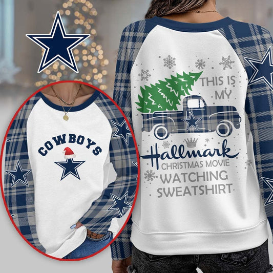 Premium NFL DAL Cozy Round Neck Raglan Sleeve Sweatshirt V1 NMD NHM