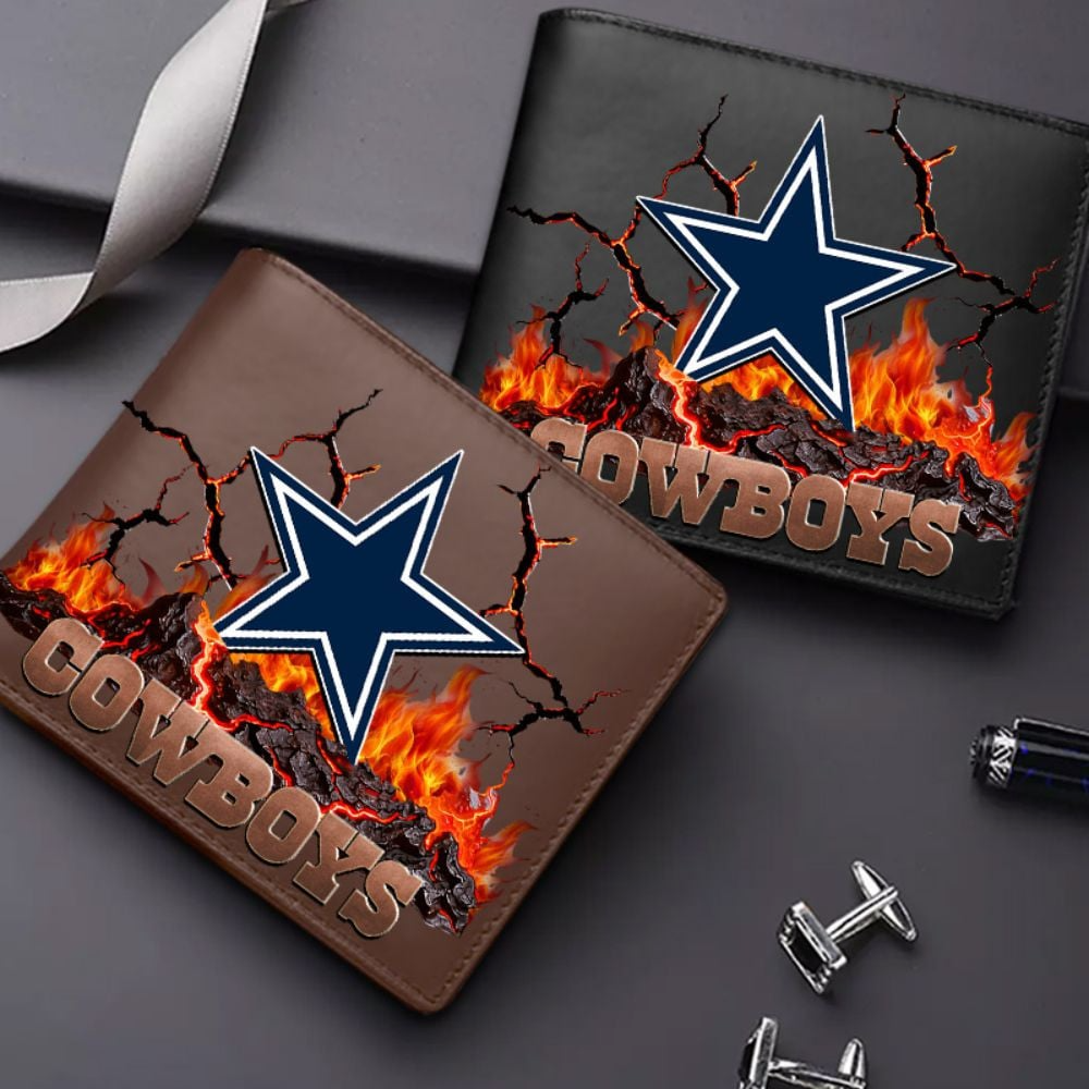 Premium NFL DAL Cracked Fire Leather Wallet V1 NMD TTV