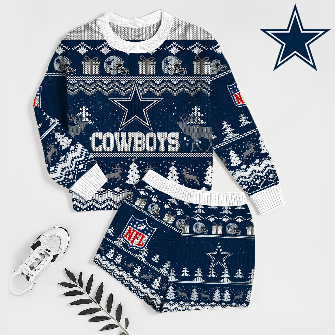 Premium NFL DAL Holiday Sweatshirt & Shorts Set V1 NMD TTV