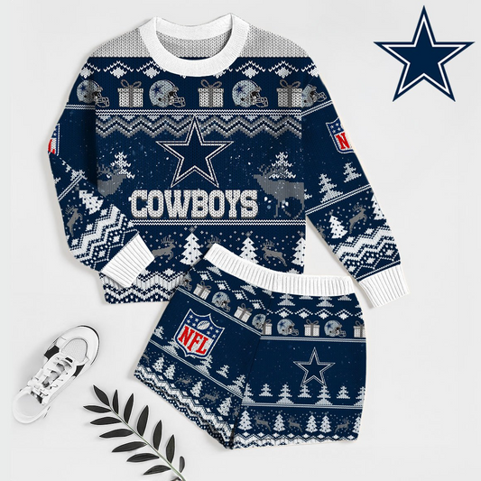 Premium NFL DAL Holiday Sweatshirt & Shorts Set V1 NMD TTV