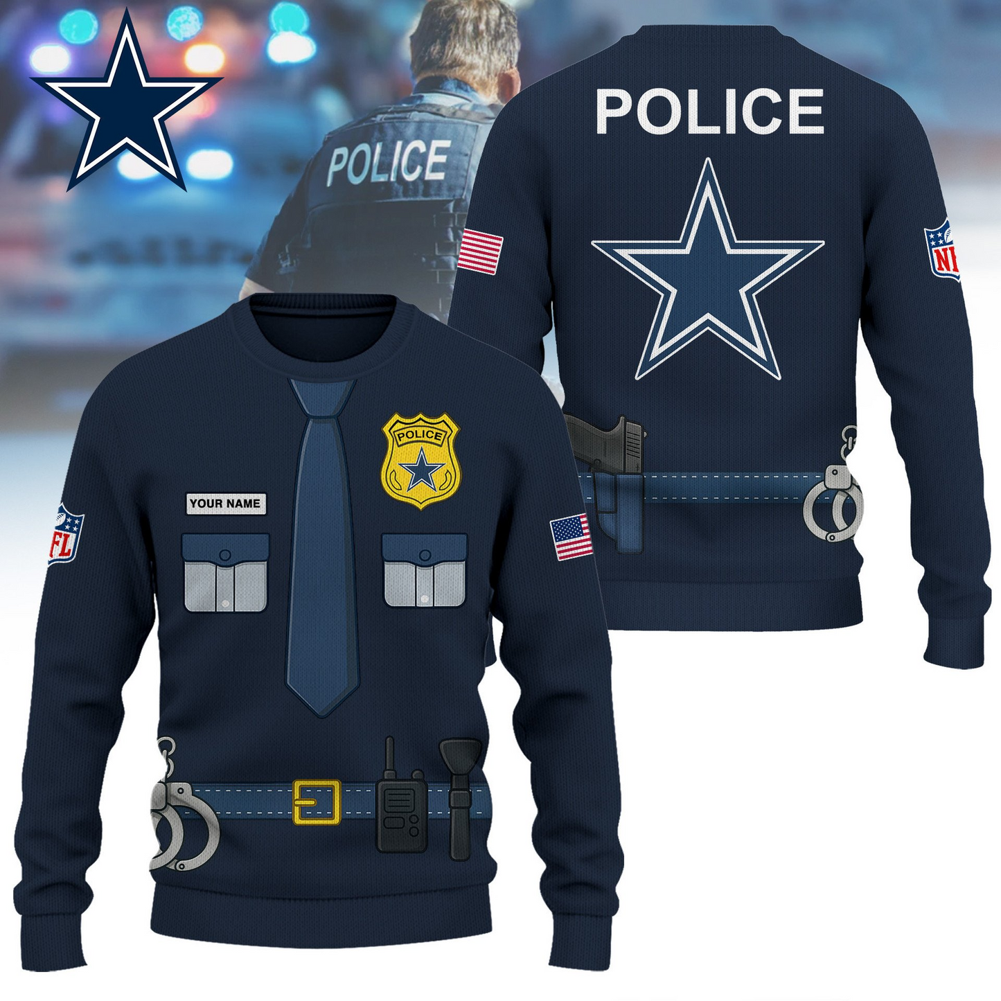 Premium NFL DAL Police Office Costume Shirt V1 NMD TTV