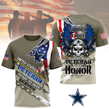 Premium NFL DAL Proud U.S. Veteran T-shirt V1 NMD TTV
