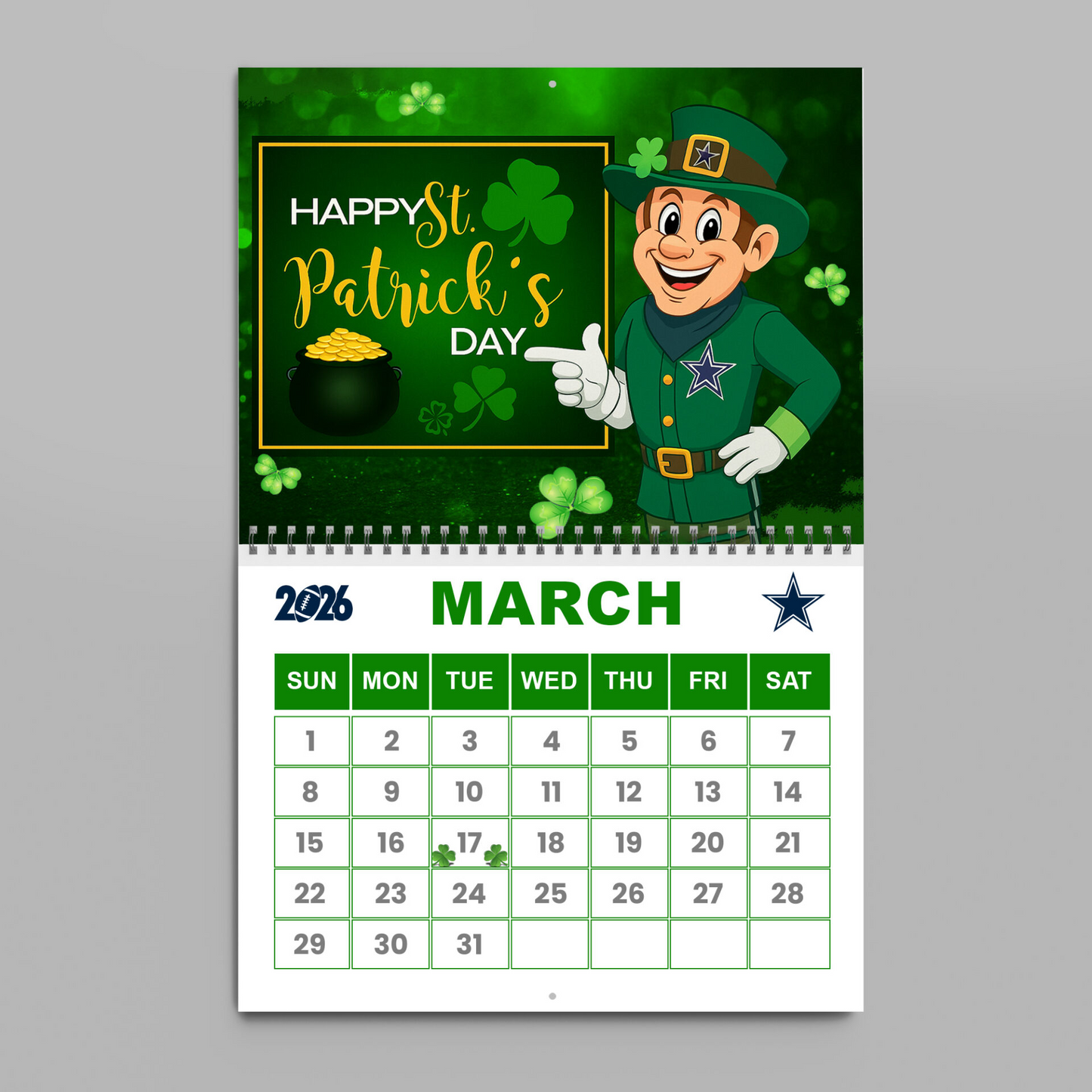 Premium NFL DAL Wall Calendar 2026 V1 NMD TTV