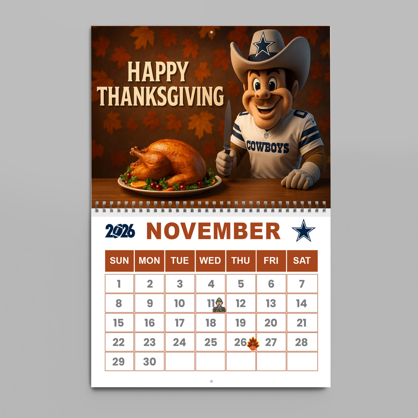 Premium NFL DAL Wall Calendar 2026 V1 NMD TTV