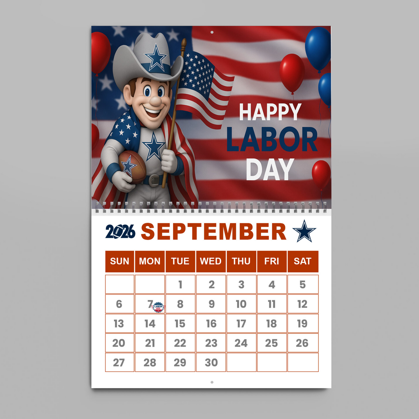 Premium NFL DAL Wall Calendar 2026 V1 NMD TTV