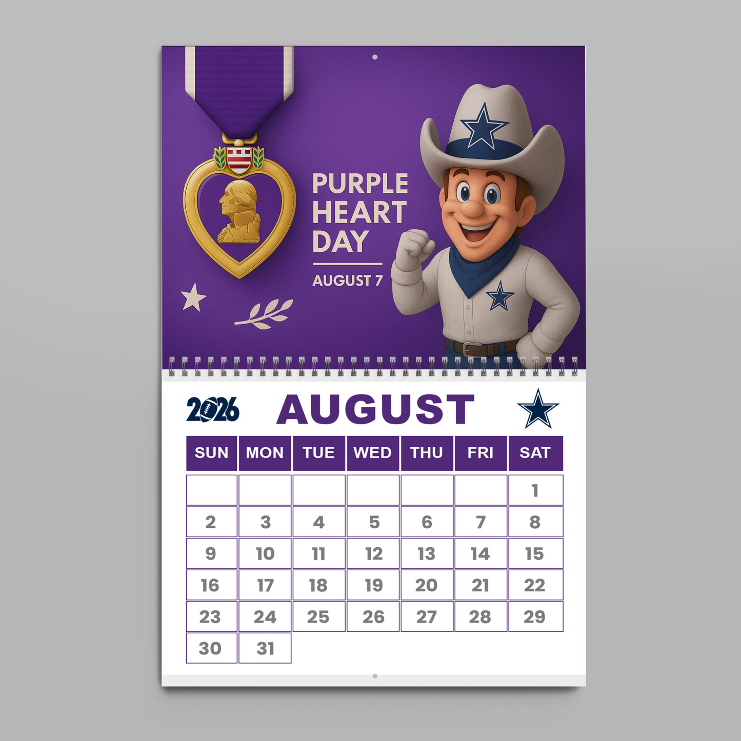 Premium NFL DAL Wall Calendar 2026 V1 NMD TTV