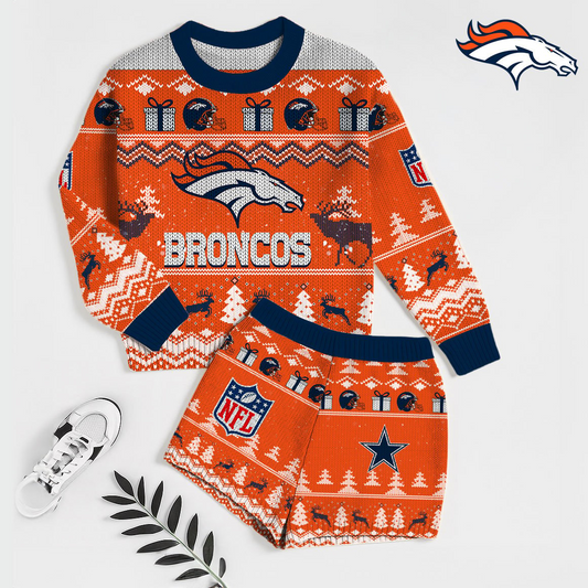 Premium NFL DEN Holiday Sweatshirt & Shorts Set V1 NMD TTV
