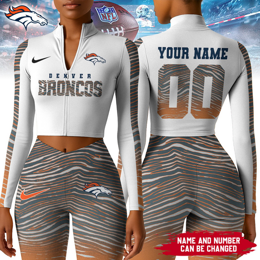 Premium NFL DEN Long-Sleeve Crop Top Sports Jacket and Leggings V1 NMD TTV