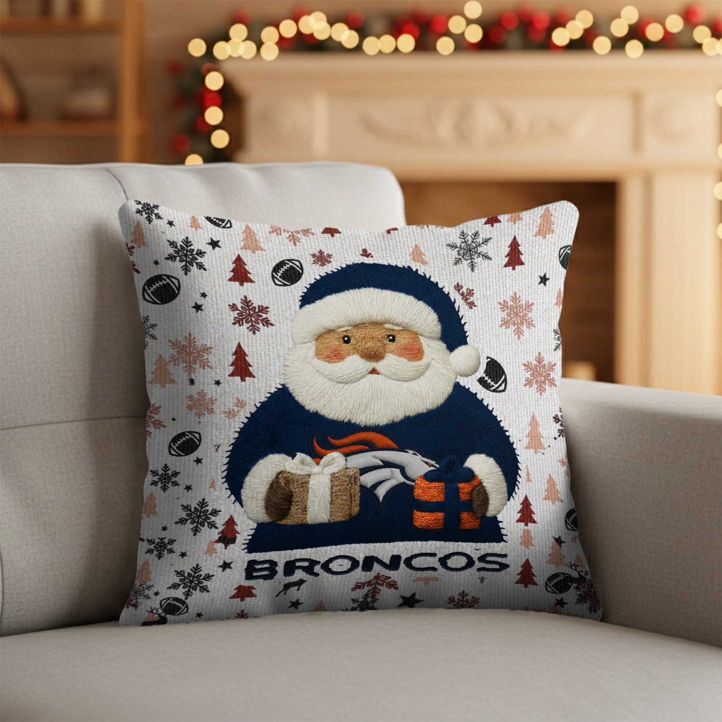 Premium NFL DEN Santa Christmas Pillow V1 NMD TTV