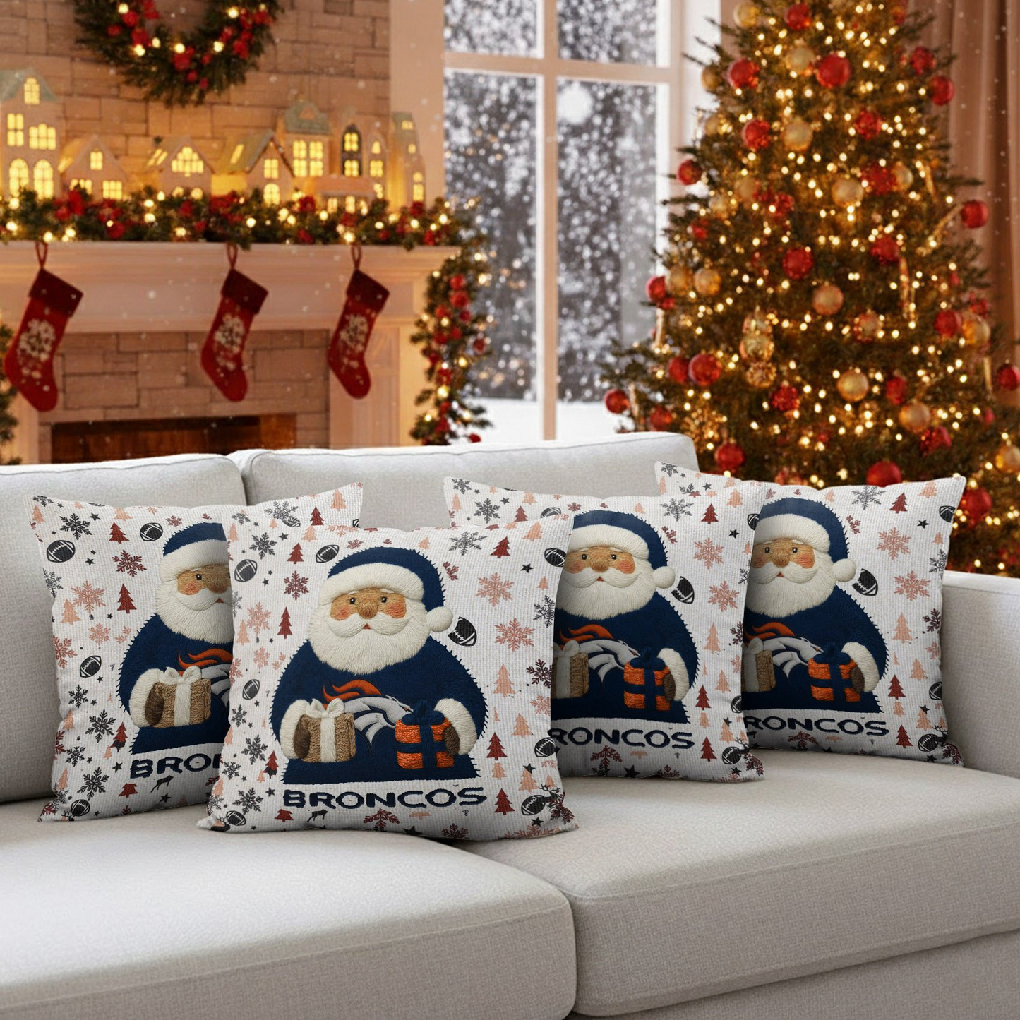 Premium NFL DEN Santa Christmas Pillow V1 NMD TTV