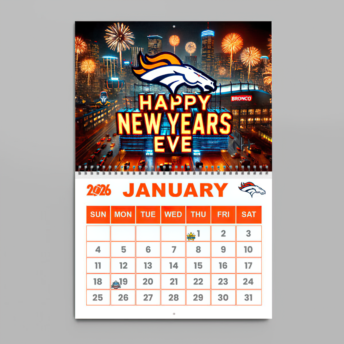 Premium NFL DEN Wall Calendar 2026 V1 NMD TTV