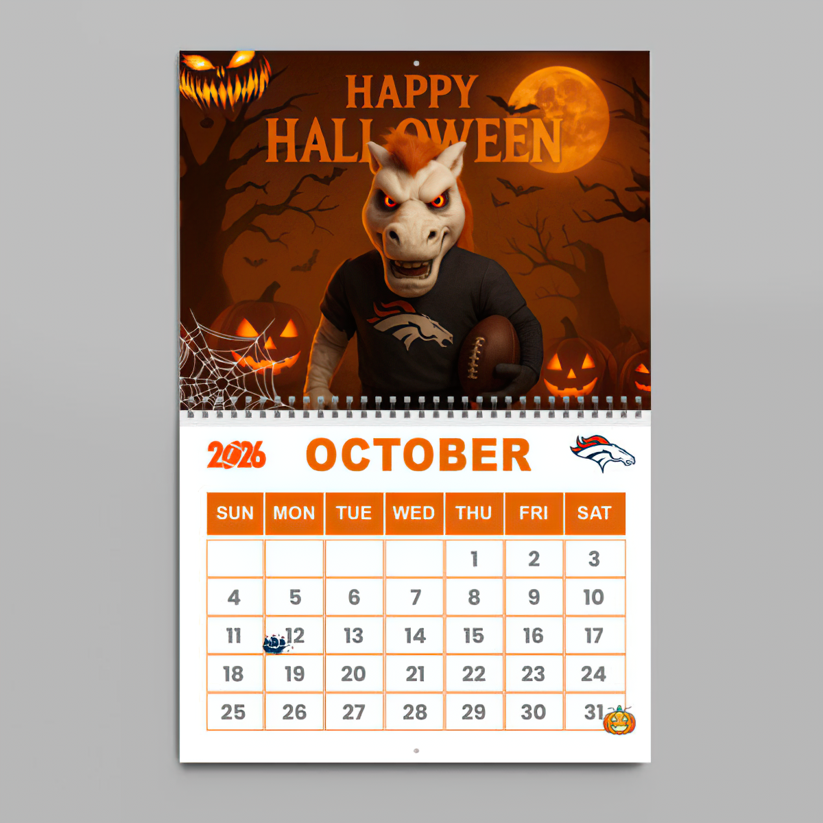 Premium NFL DEN Wall Calendar 2026 V1 NMD TTV