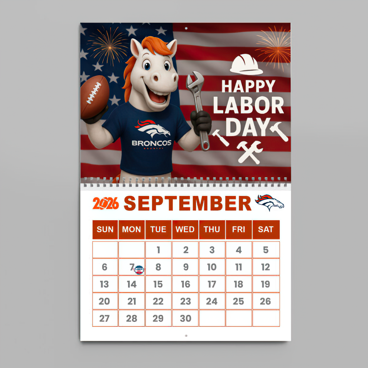 Premium NFL DEN Wall Calendar 2026 V1 NMD TTV