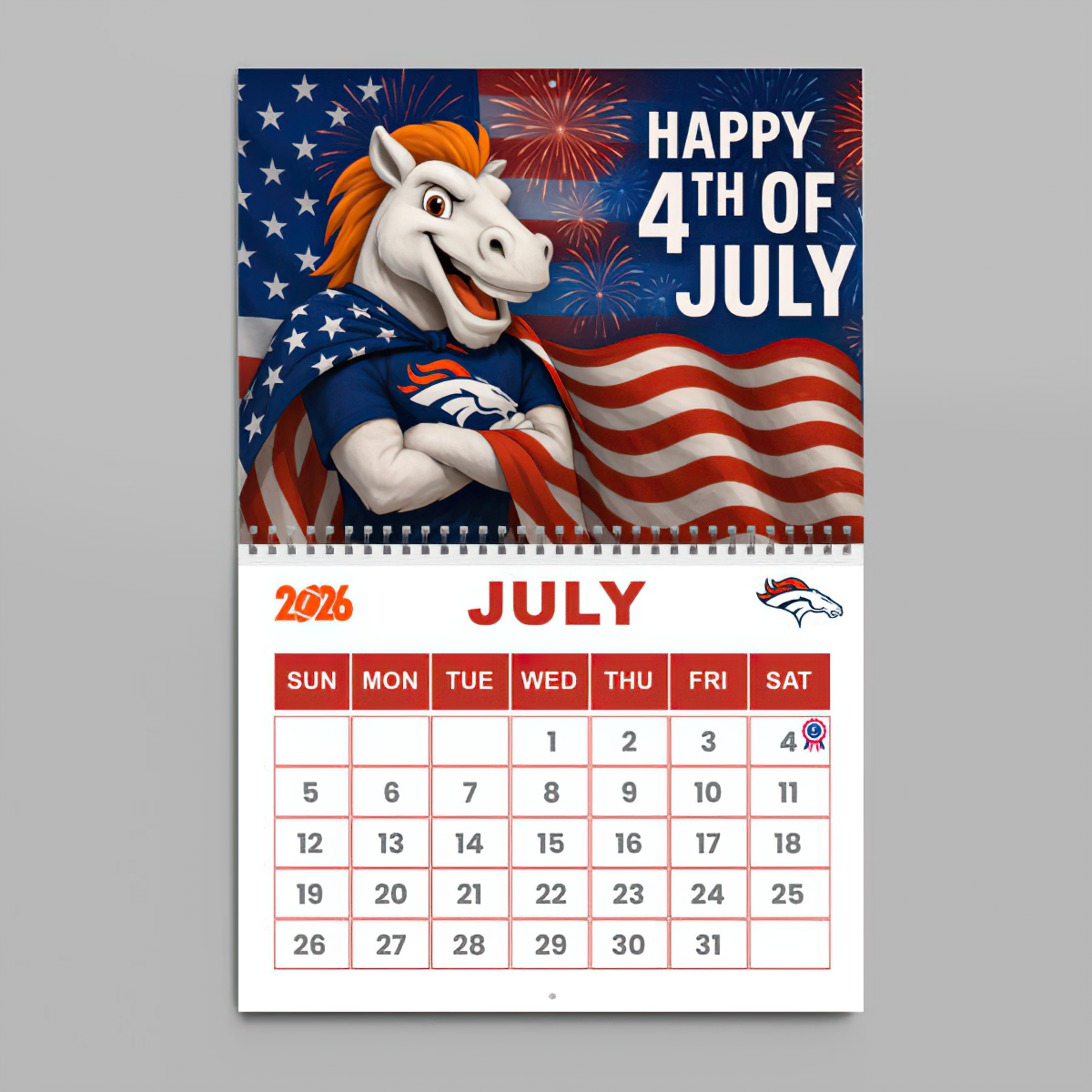 Premium NFL DEN Wall Calendar 2026 V1 NMD TTV