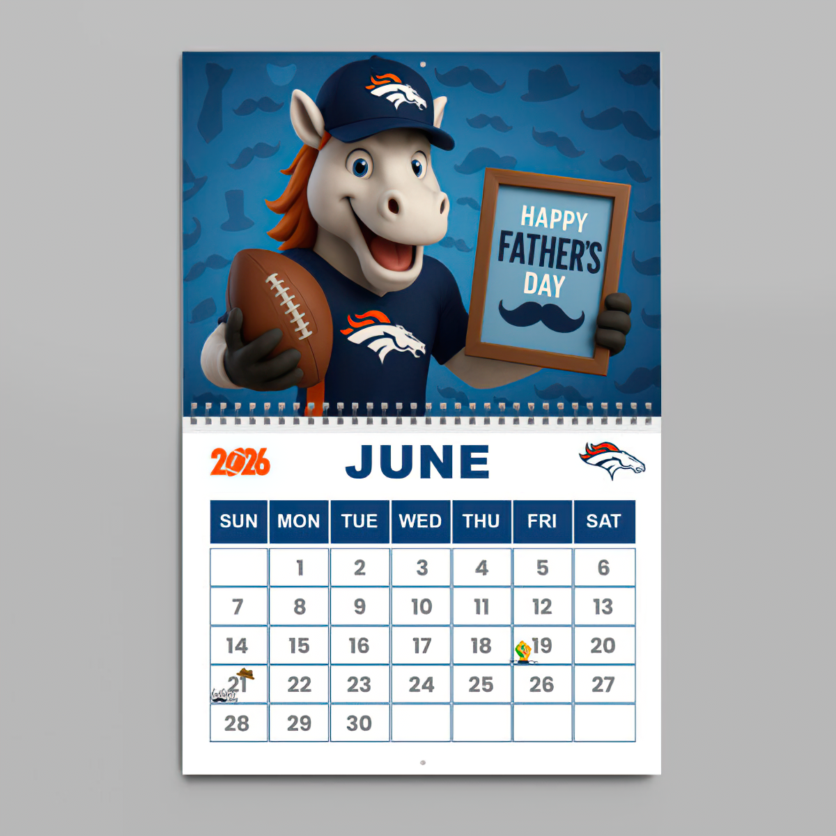 Premium NFL DEN Wall Calendar 2026 V1 NMD TTV
