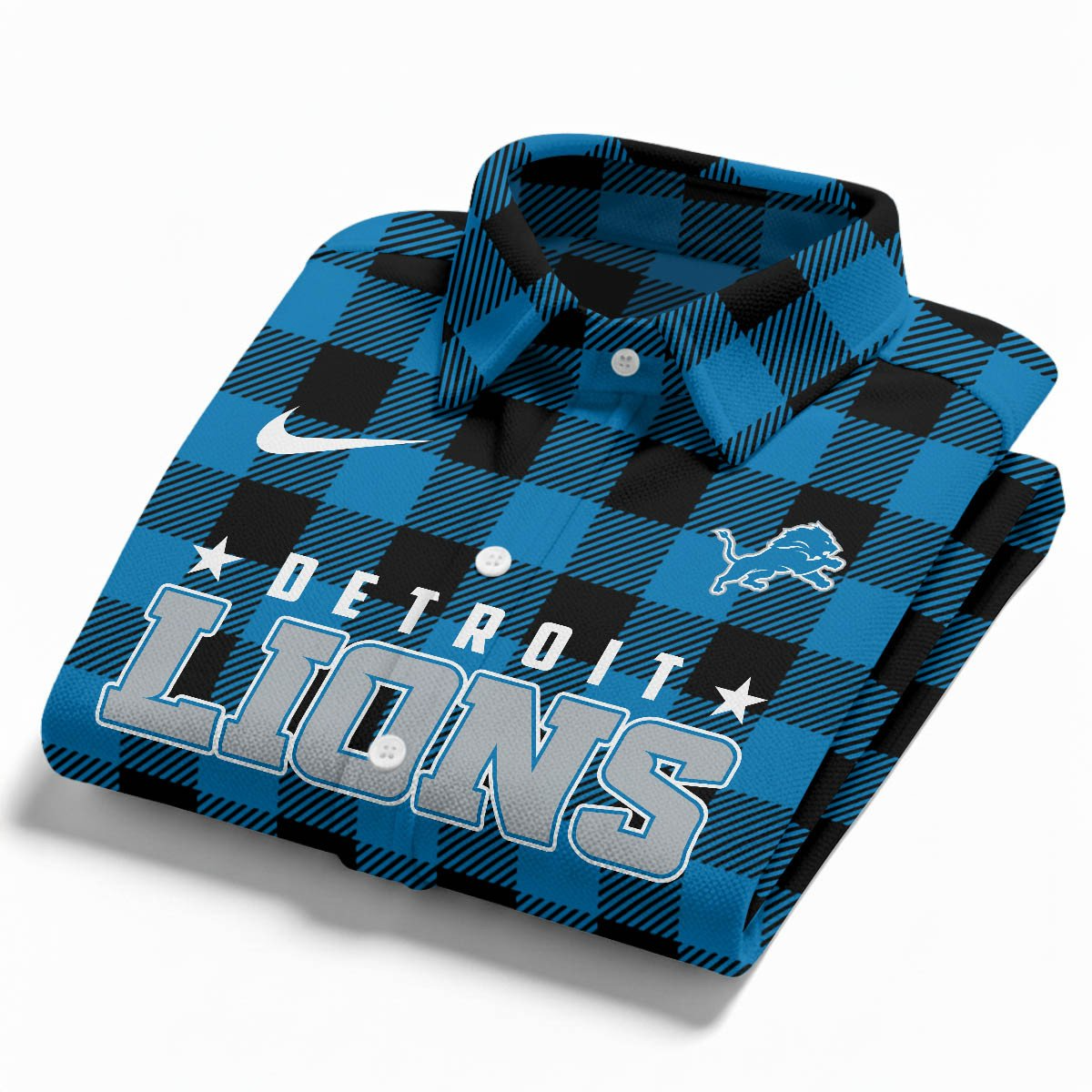 Premium NFL DET Check Long-sleeve Casual Shirt V1 NMD TTV