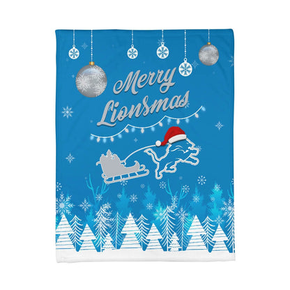 Premium NFL DET Christmas Fleece Blanket & Throw Pillow Combo V1 NMD NHM