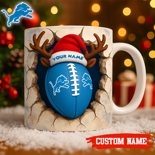 Premium NFL DET Christmas Football Ceramic Mug V2 NMD TTV
