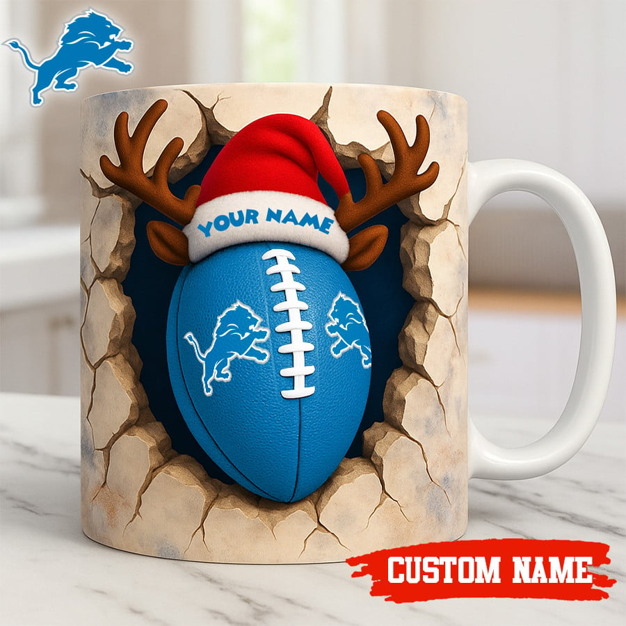 Premium NFL DET Christmas Football Ceramic Mug V2 NMD TTV