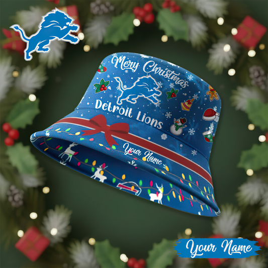Premium NFL DET Merry Christmas Bucket Hat V1 NMD TTV