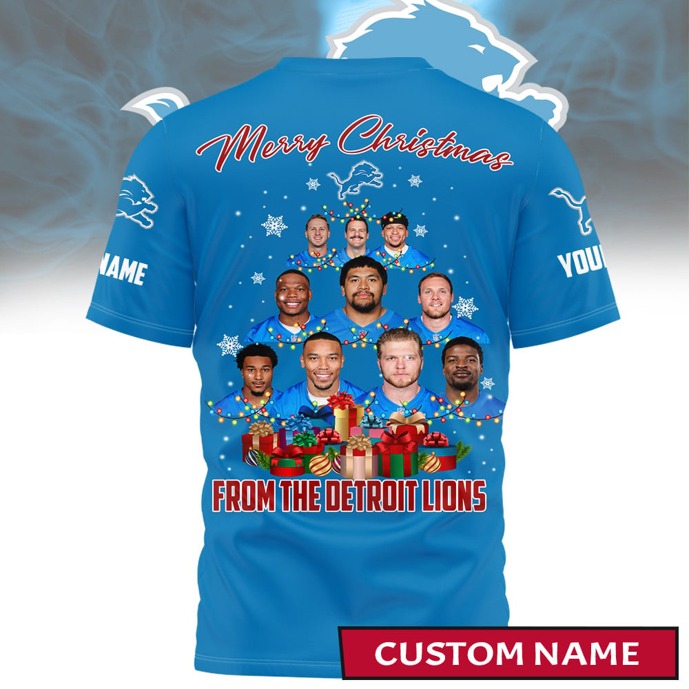 Premium NFL DET Merry Christmas T-shirt V1 NMD TTV