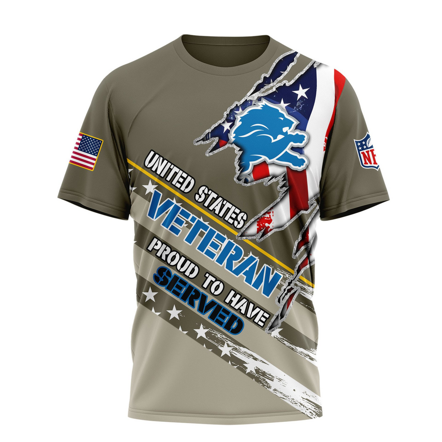 Premium NFL DET Proud U.S. Veteran T-shirt V1 NMD TTV