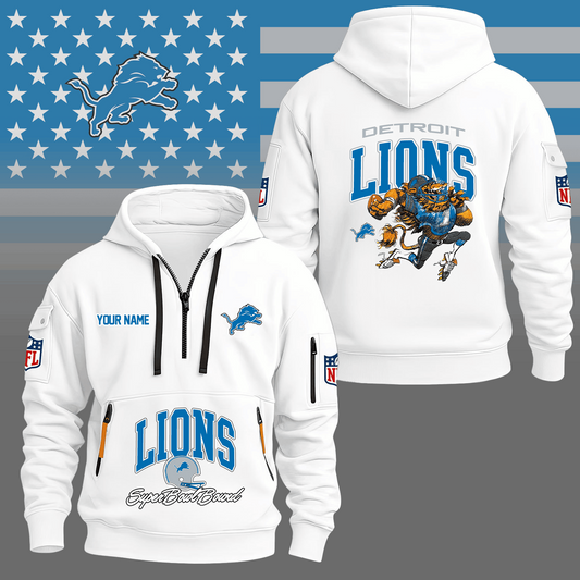 Premium NFL DET Super Bowl Hoodie Half Zipper V1 NMD TTV