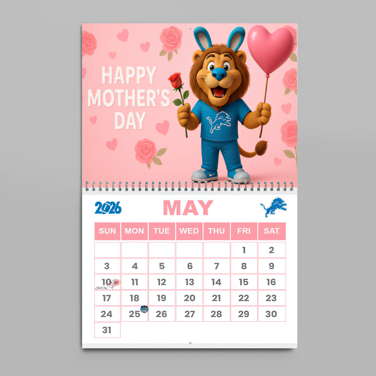 Premium NFL DET Wall Calendar 2026 V1 NMD TTV