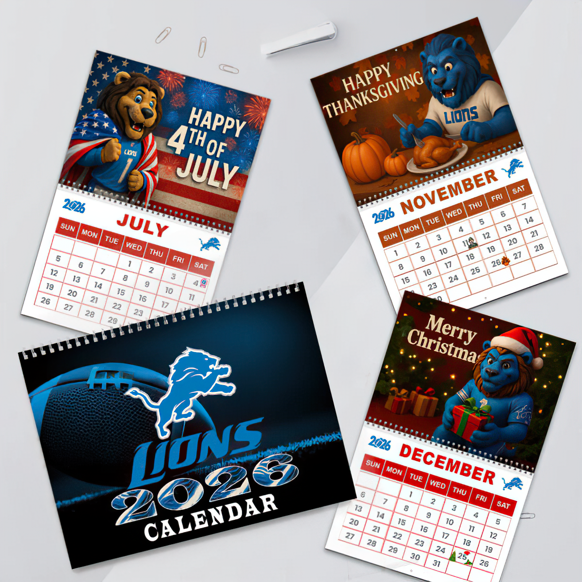 Premium NFL DET Wall Calendar 2026 V1 NMD TTV