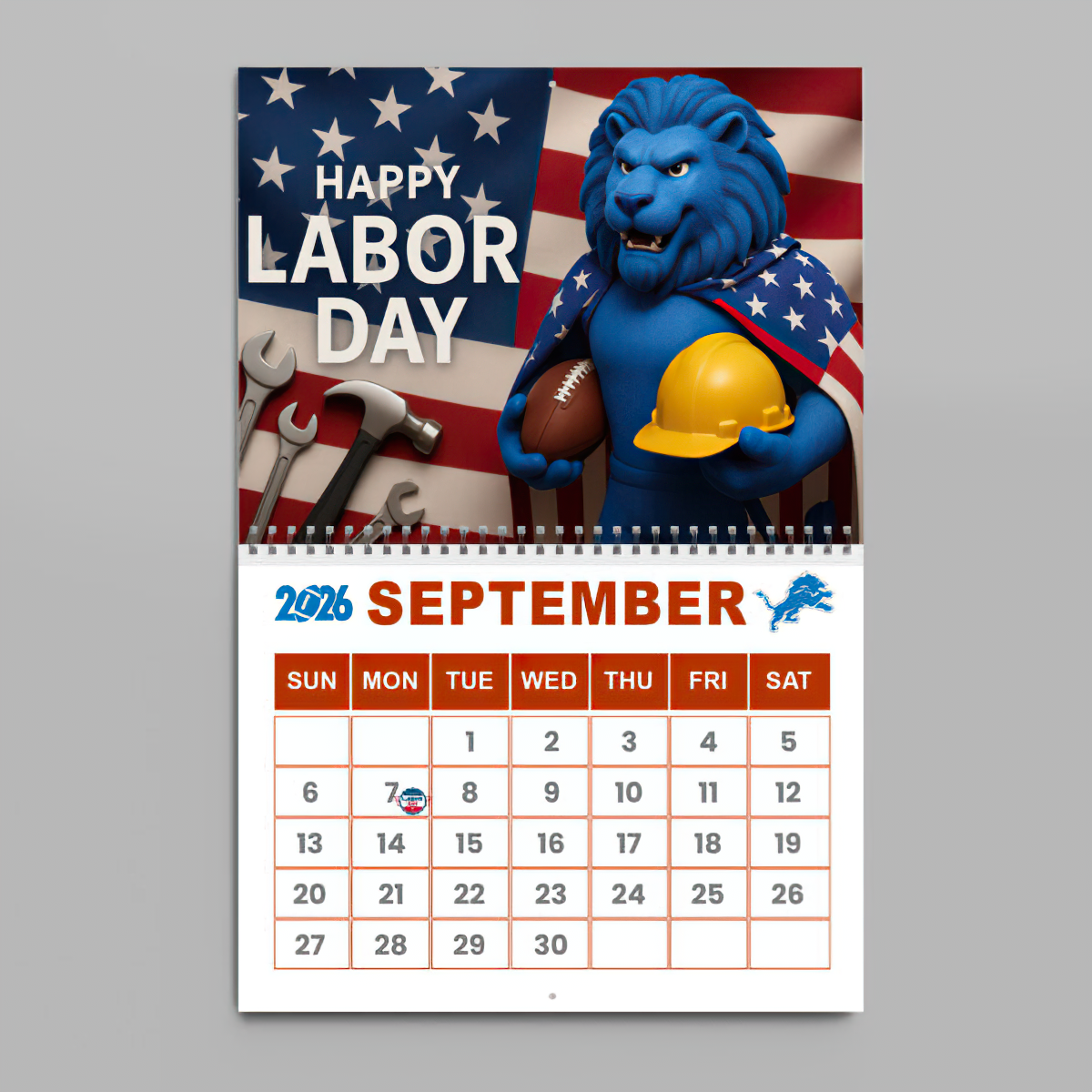 Premium NFL DET Wall Calendar 2026 V1 NMD TTV