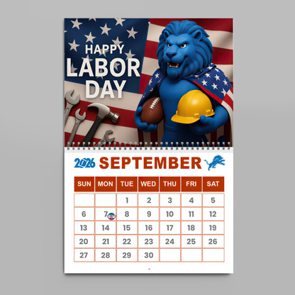Premium NFL DET Wall Calendar 2026 V1 NMD TTV