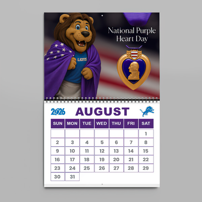 Premium NFL DET Wall Calendar 2026 V1 NMD TTV