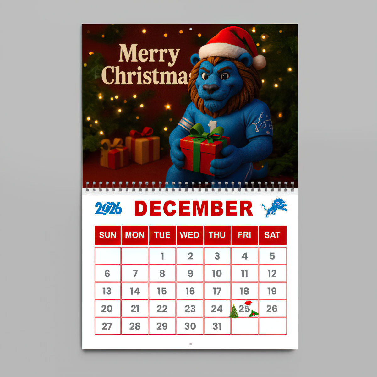 Premium NFL DET Wall Calendar 2026 V1 NMD TTV