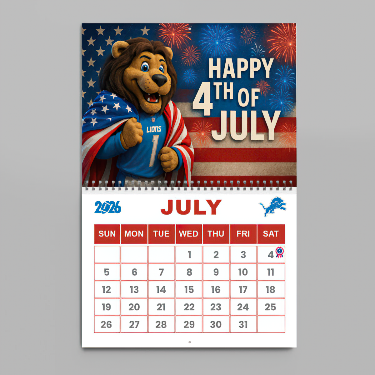 Premium NFL DET Wall Calendar 2026 V1 NMD TTV