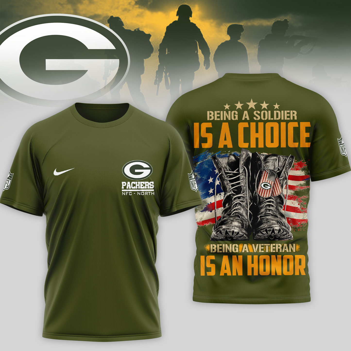 Premium NFL GB Army Veteran Shirt V1 NMD 221025 TTV
