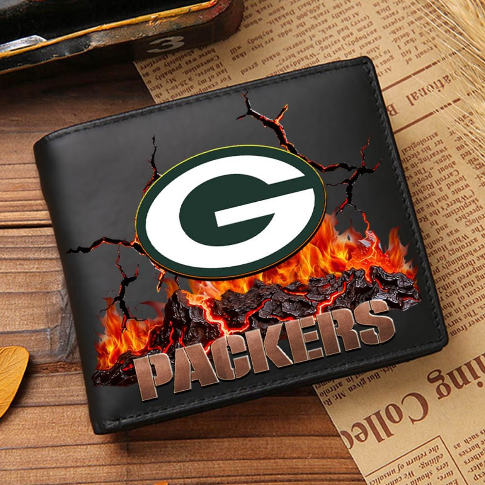 Premium NFL GB Cracked Fire Leather Wallet V1 NMD TTV
