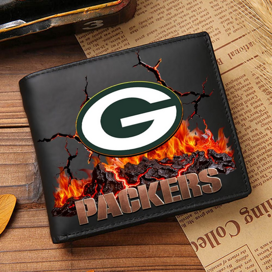 Premium NFL GB Cracked Fire Leather Wallet V1 NMD TTV