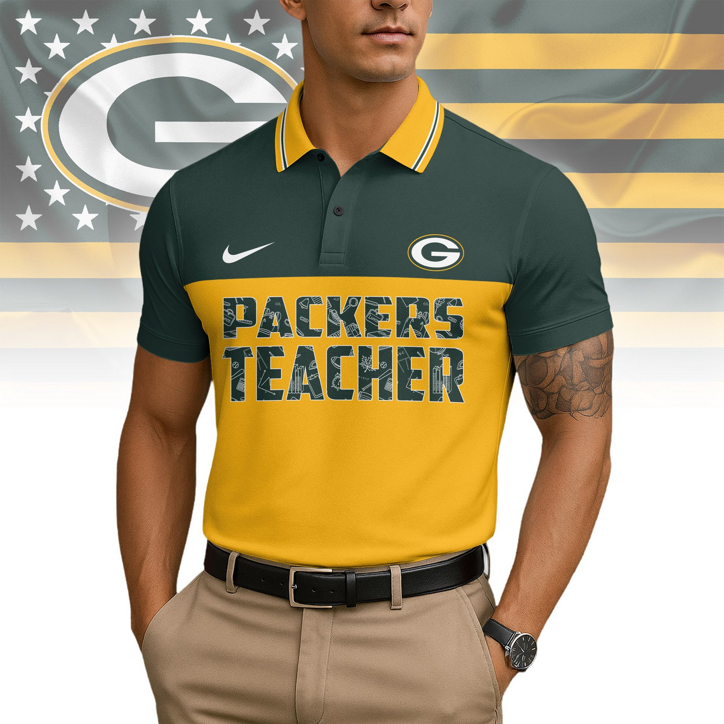 Premium NFL GB Teacher Appreciation Polo Shirt V15 NMD TTV