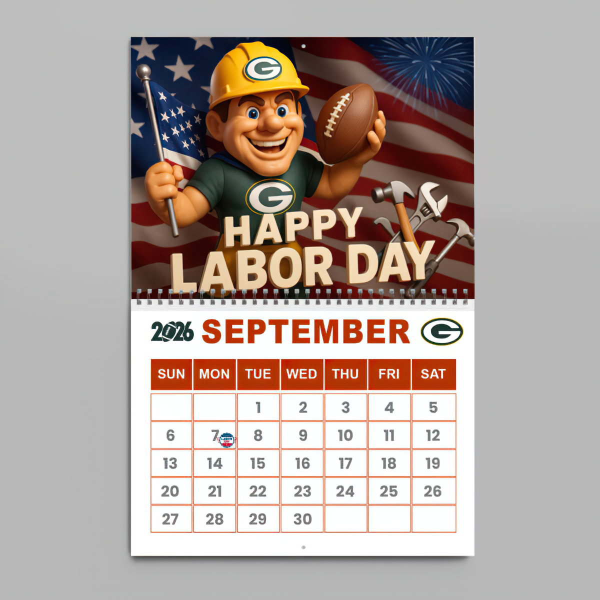 Premium NFL GB Wall Calendar 2026 V1 NMD TTV