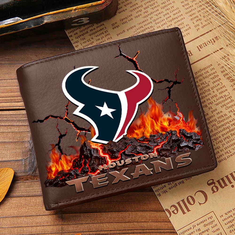 Premium NFL HOU Cracked Fire Leather Wallet V1 NMD TTV