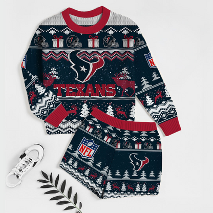 Premium NFL HOU Holiday Sweatshirt & Shorts Set V1 NMD TTV