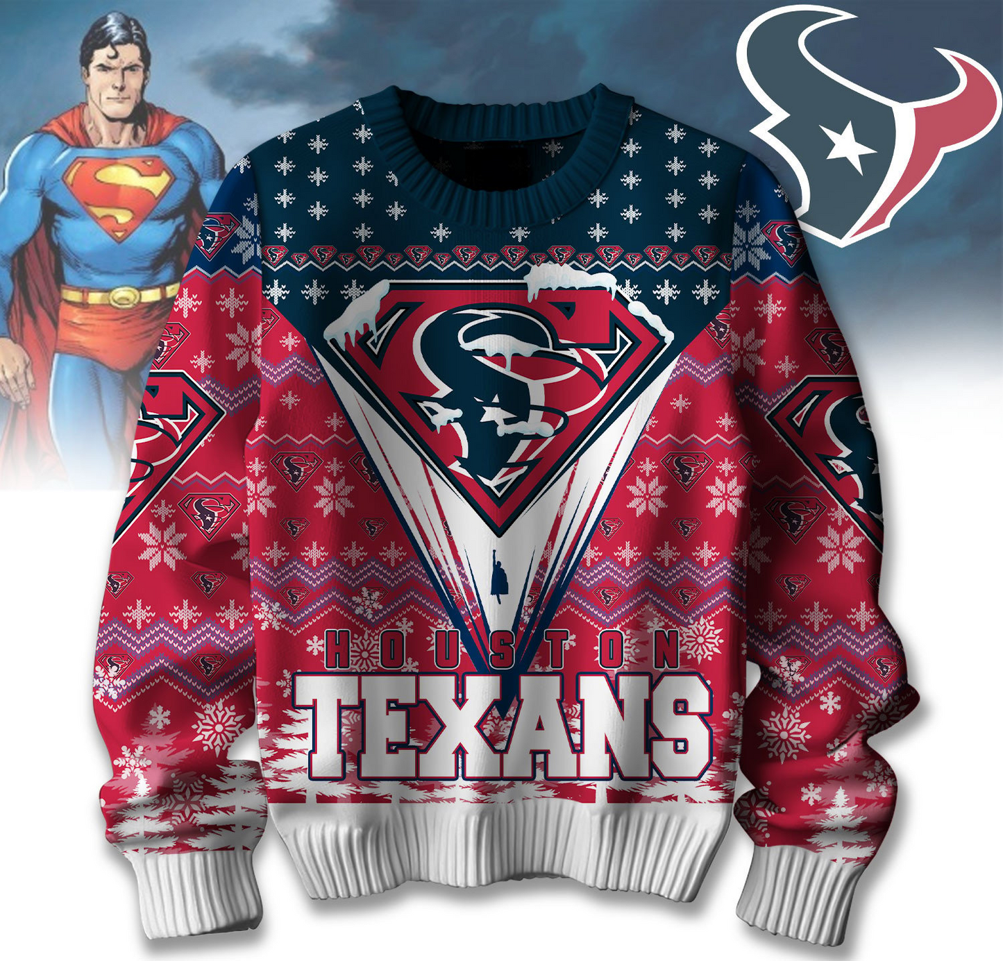 Premium NFL HOU Merry Super Christmas Sweater V1 NMD TTV