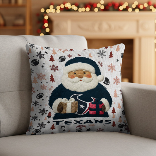 Premium NFL HOU Santa Christmas Pillow V1 NMD TTV