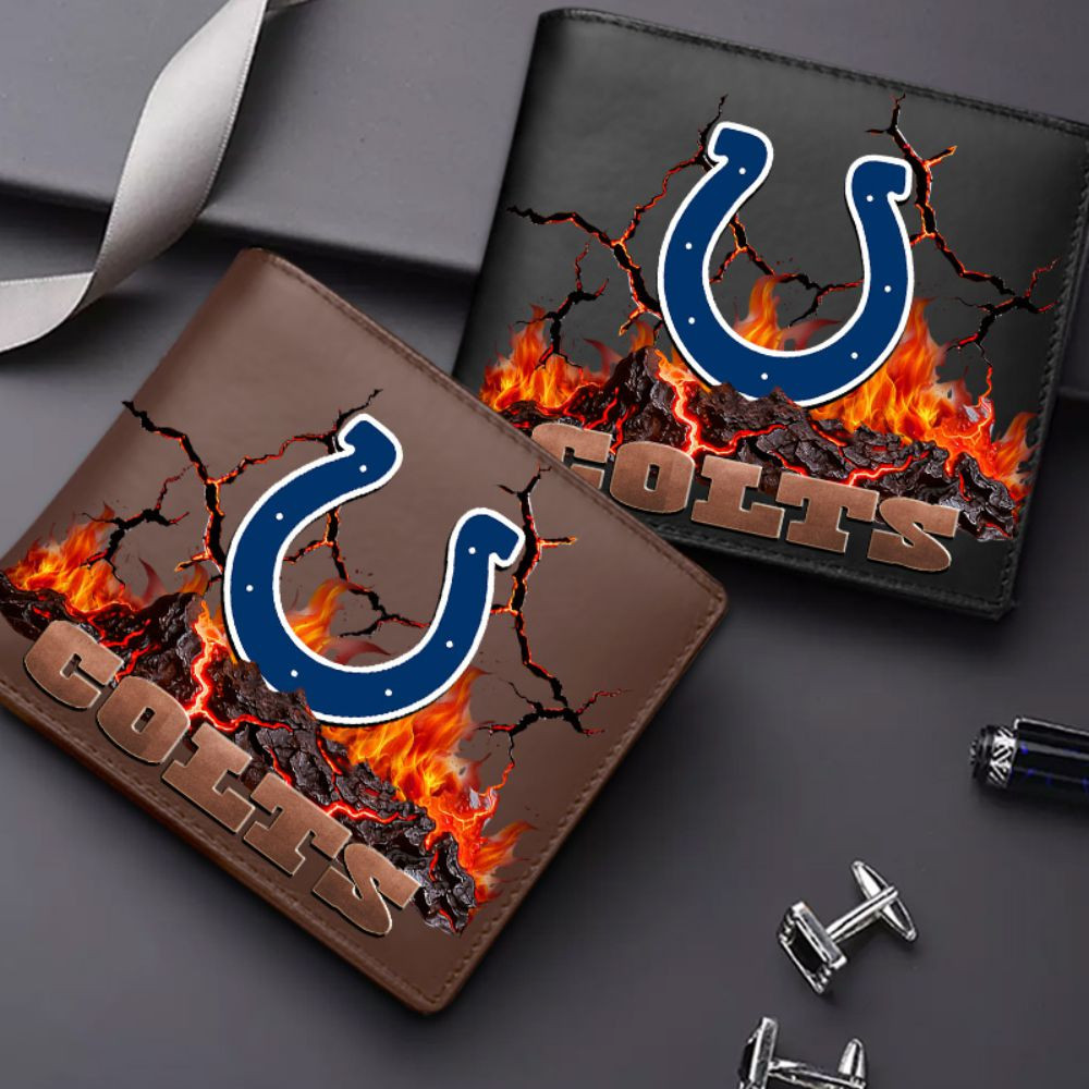Premium NFL IND Cracked Fire Leather Wallet V1 NMD TTV