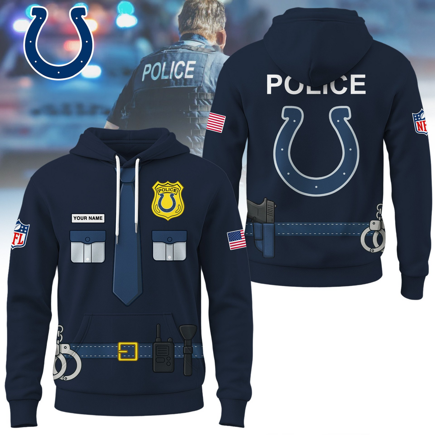 Premium NFL IND Police Office Costume Shirt V1 NMD TTV