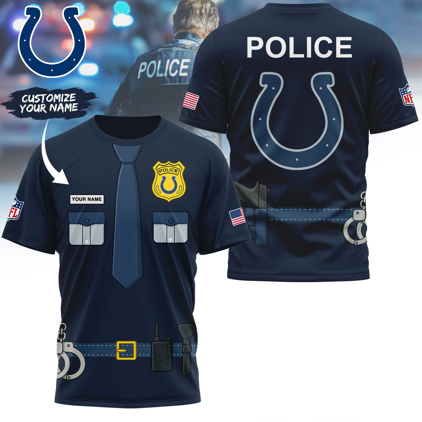 Premium NFL IND Police Office Costume Shirt V1 NMD TTV