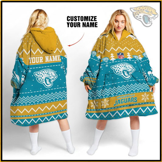 Premium NFL JAC Merry Christmast Fleece Hoodie Blanket V1 NMD TTV