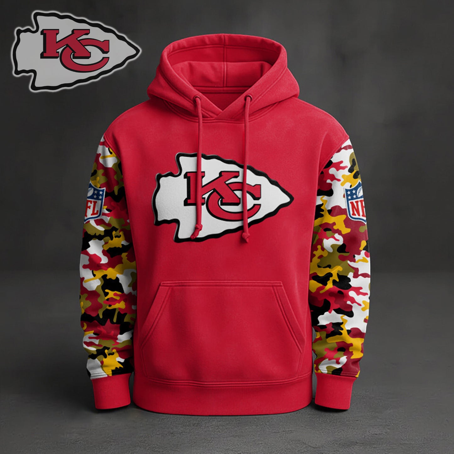 Premium NFL KC Camo Arm Pullover Hoodie V1 NMD NHM